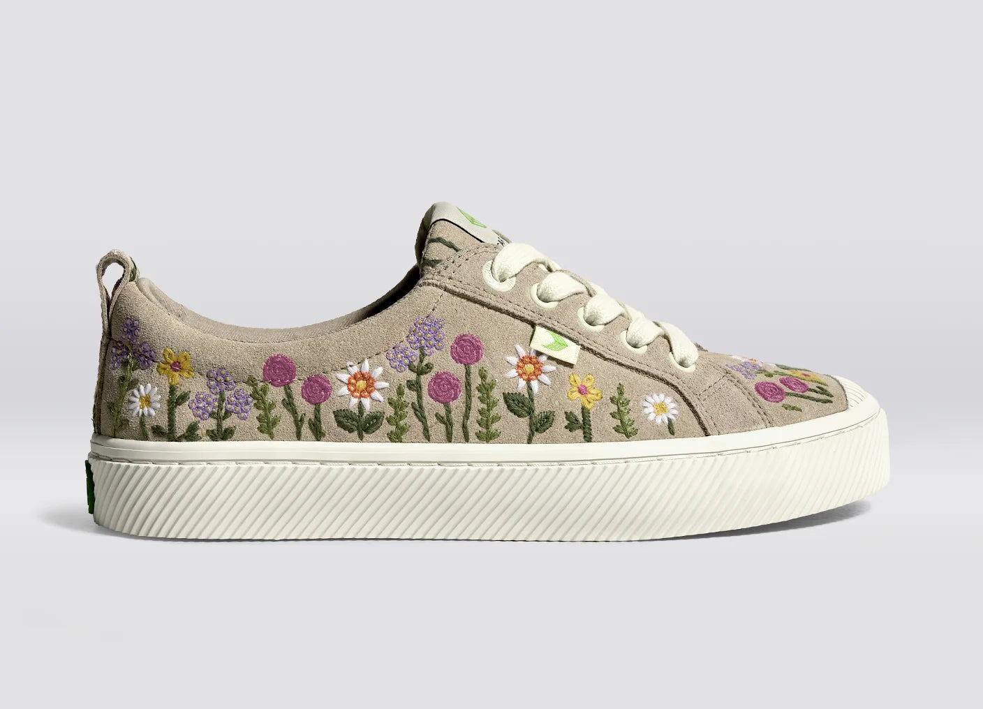 OCA Low Sand Suede Embroidered Flowers Sneaker