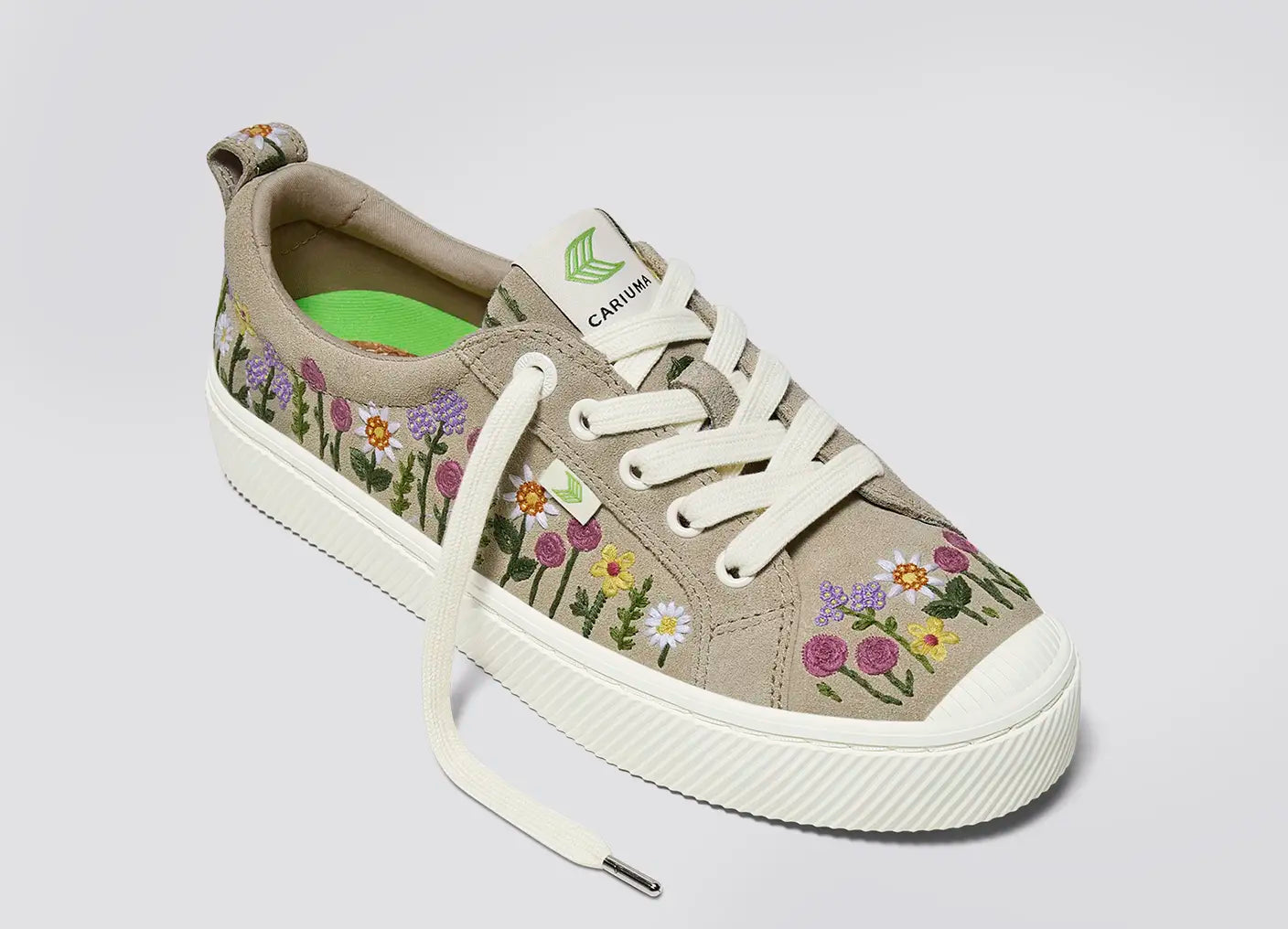 OCA Low Sand Suede Embroidered Flowers Sneaker