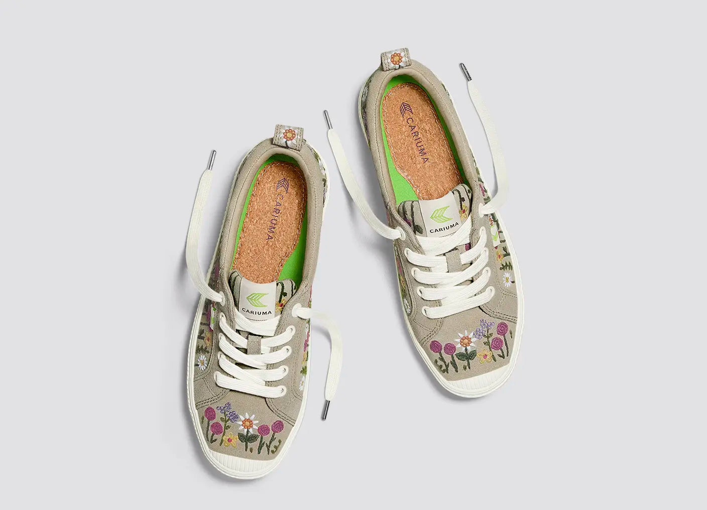 OCA Low Sand Suede Embroidered Flowers Sneaker