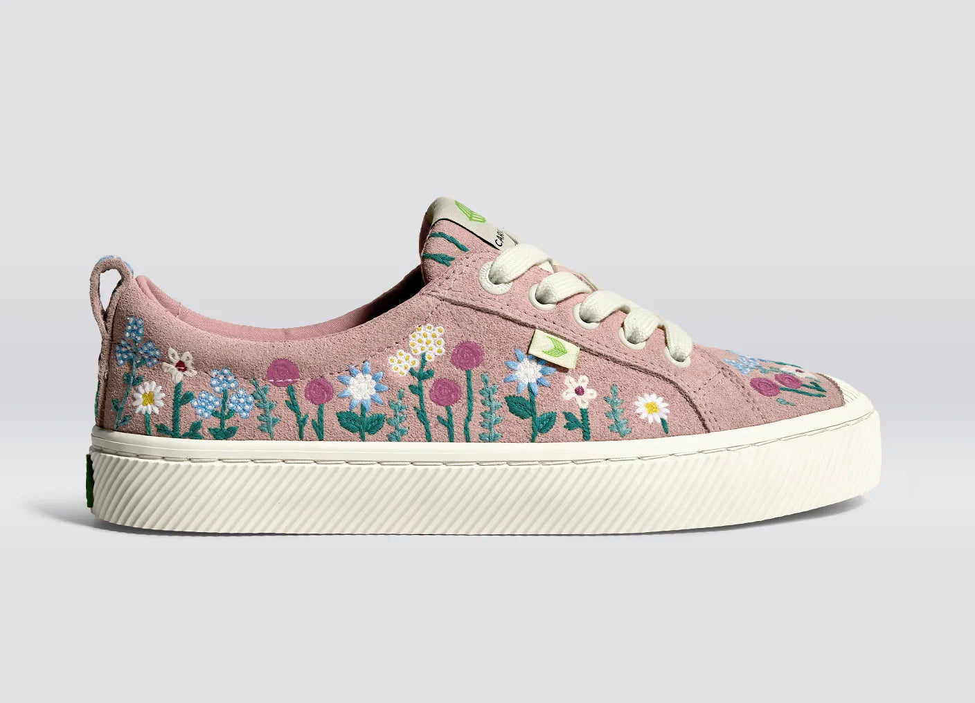 OCA Low Rose Suede Embroidered Flowers Sneaker