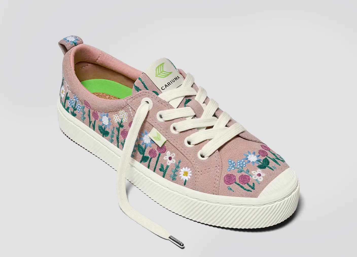 OCA Low Rose Suede Embroidered Flowers Sneaker