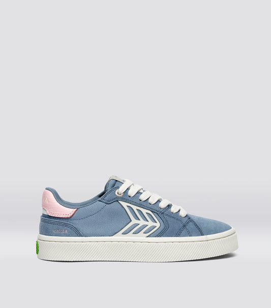 CATIBA PRO 2.0 Mirage Blue Suede and Cordura Ivory Logo Rose Sneaker