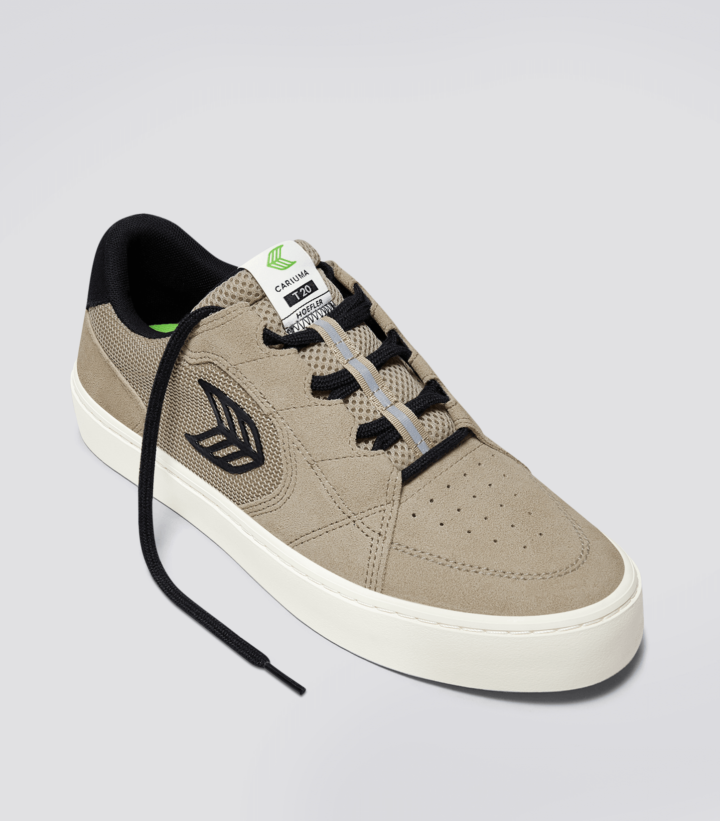 T20 PRO Plaza Taupe Suede and Mesh Black Logo Sneaker