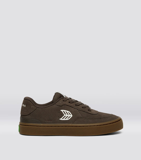 LUAN PRO Dark Gum Teak Suede Ivory Logo Sneaker