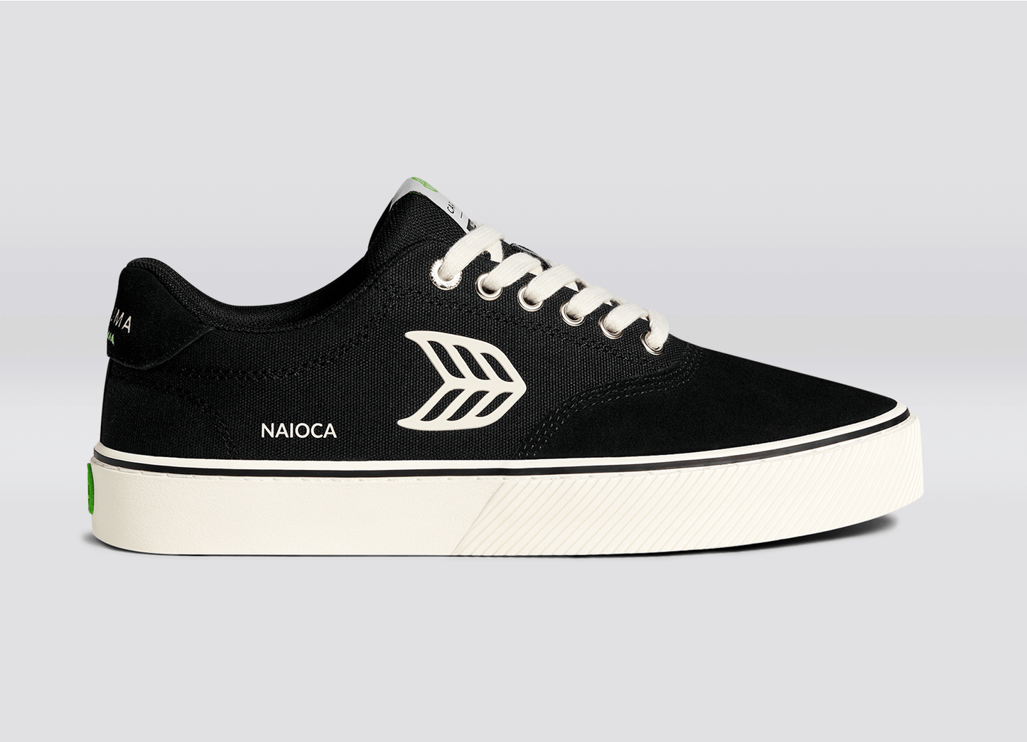 NAIOCA PRO Black Suede and Canvas Ivory Logo Sneaker