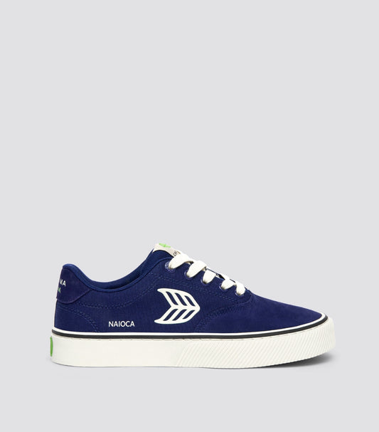 NAIOCA PRO Bright Navy Suede and Canvas Ivory Logo Sneaker
