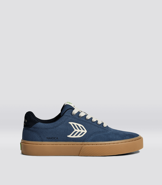 NAIOCA PRO Gum Shadow Blue Suede and Canvas Ivory Logo Navy Sneaker