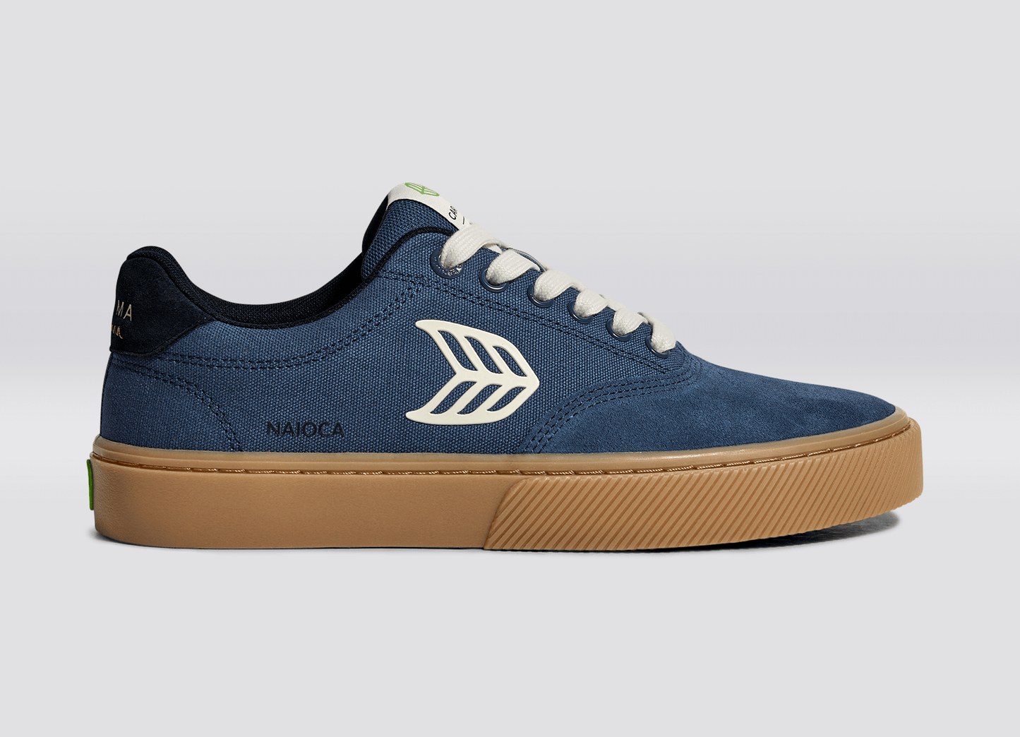 NAIOCA PRO Gum Shadow Blue Suede and Canvas Ivory Logo Navy Sneaker