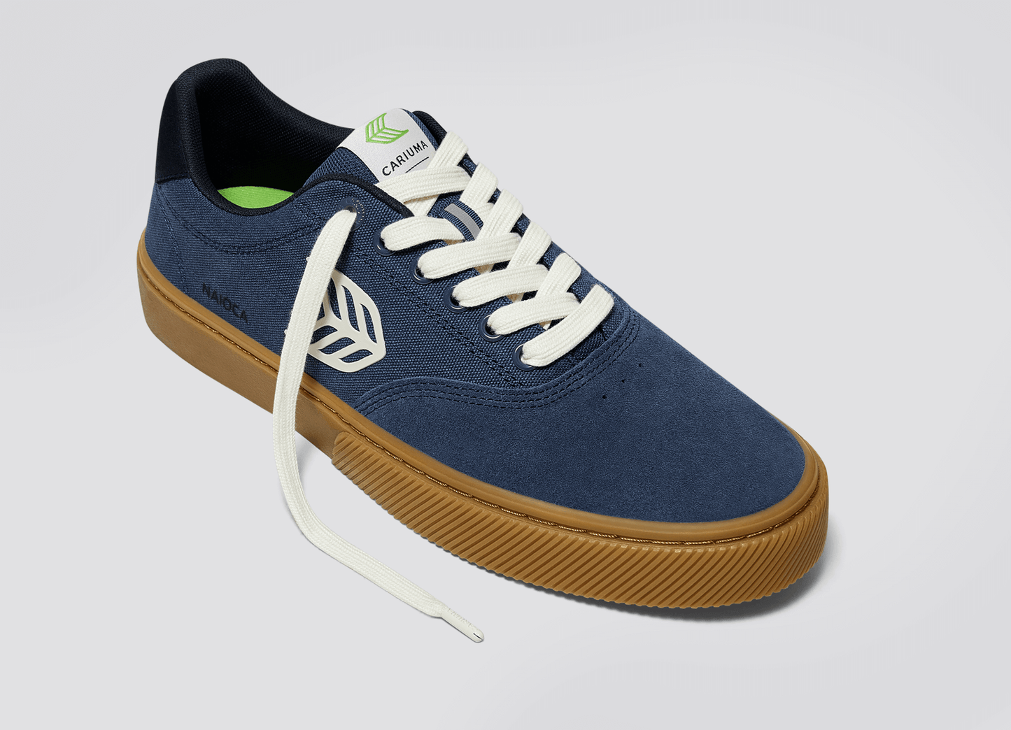NAIOCA PRO Gum Shadow Blue Suede and Canvas Ivory Logo Navy Sneaker