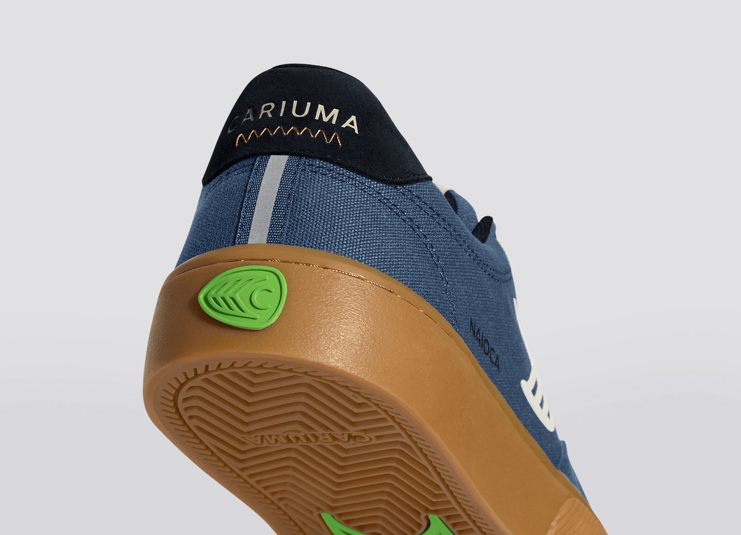 NAIOCA PRO Gum Shadow Blue Suede and Canvas Ivory Logo Navy Sneaker