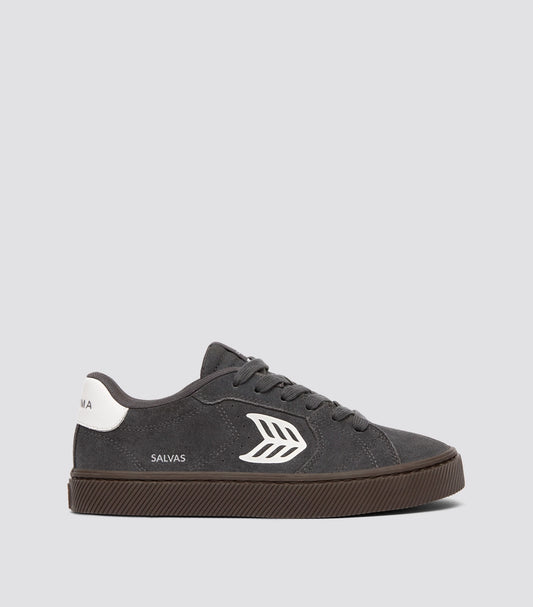 SALVAS Magnet Grey Suede Warm White Logo Sneaker