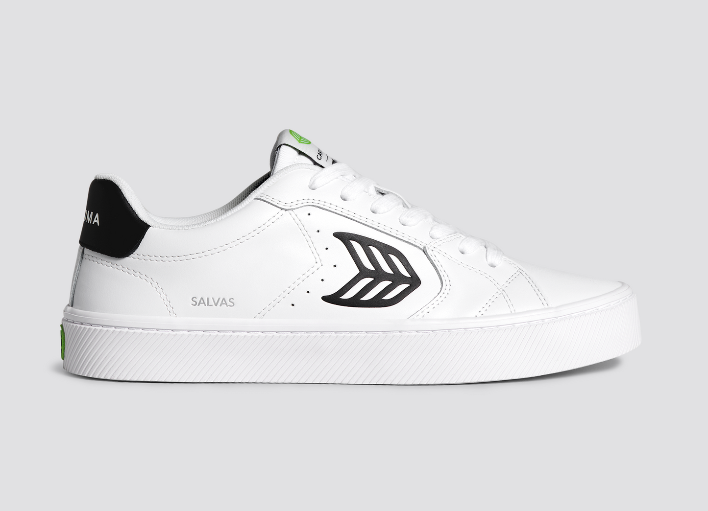 SALVAS White Leather Black Logo Sneaker