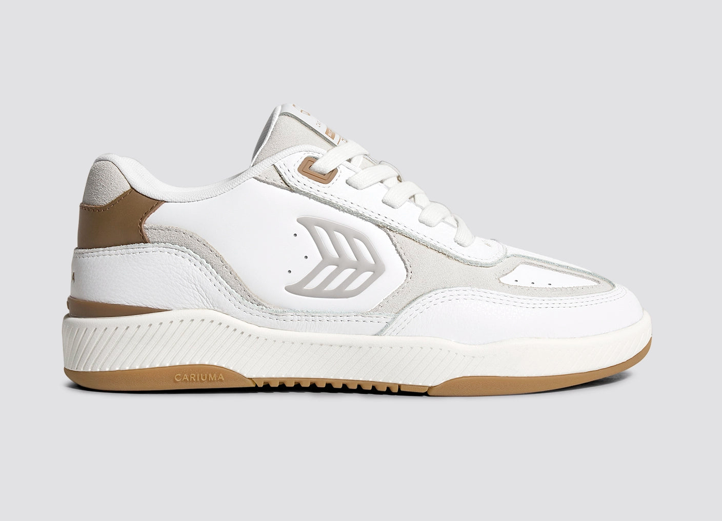 Skategoat C25 White Leather Silver Cloud Logo Camel Sneaker