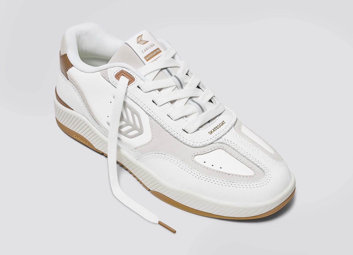 Skategoat C25 White Leather Silver Cloud Logo Camel Sneaker