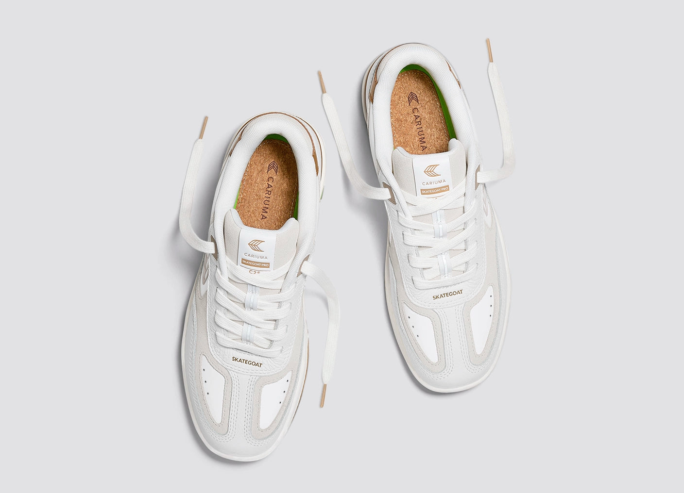 Skategoat C25 White Leather Silver Cloud Logo Camel Sneaker