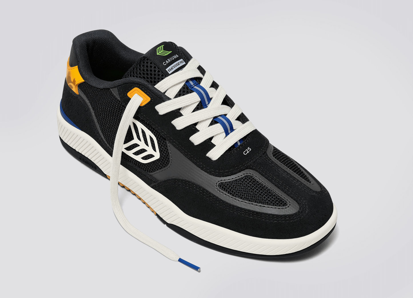 Skategoat C25 PRO Black Suede and Mesh Ivory Logo Yellow Sneaker