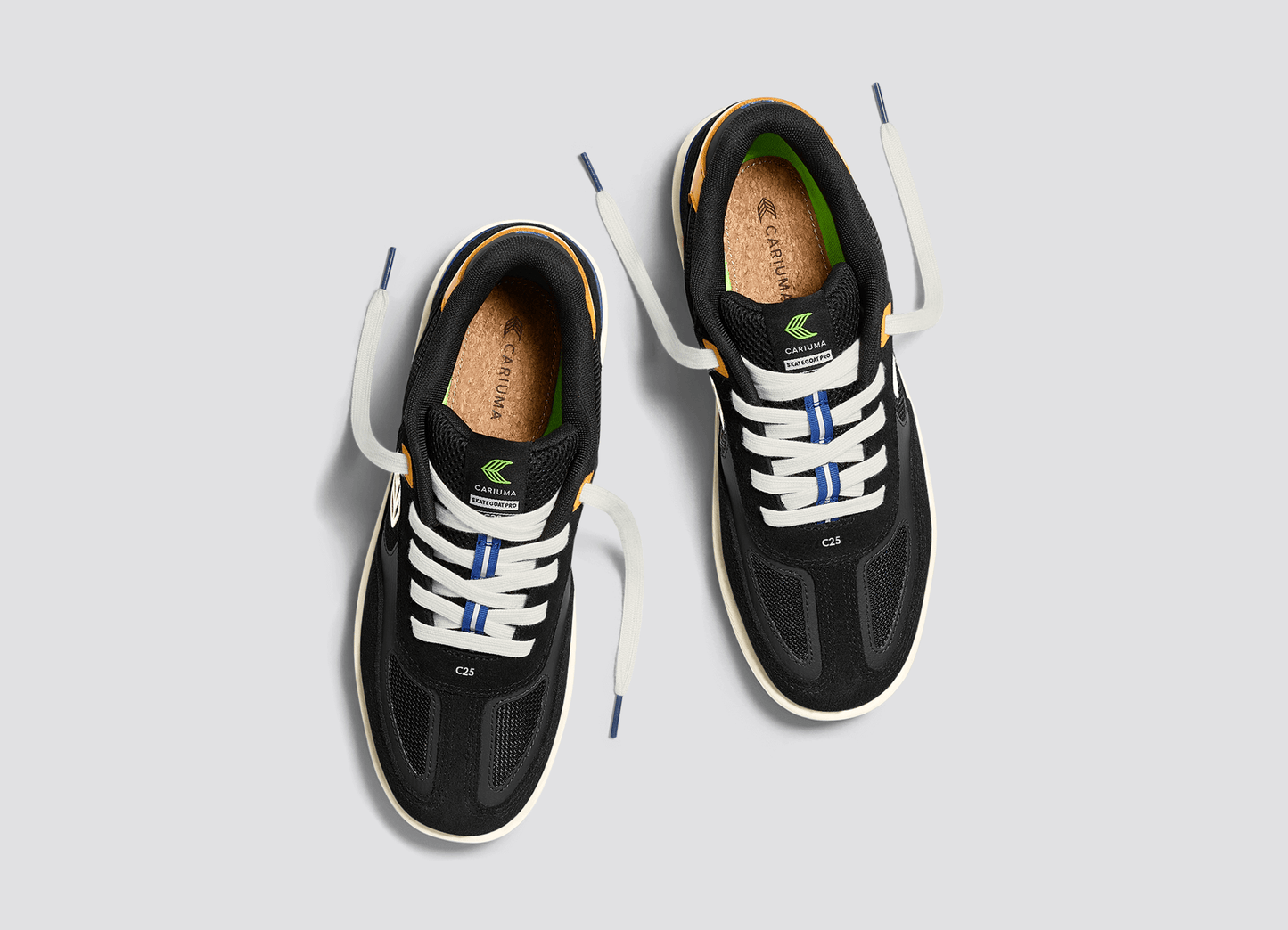 Skategoat C25 PRO Black Suede and Mesh Ivory Logo Yellow Sneaker