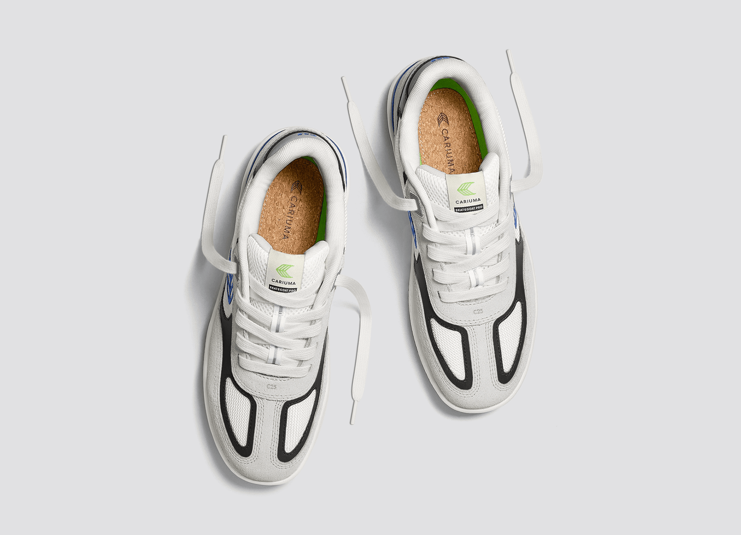 Skategoat C25 PRO Smoke White Suede Off-White Mesh Blue Logo Black Sneaker