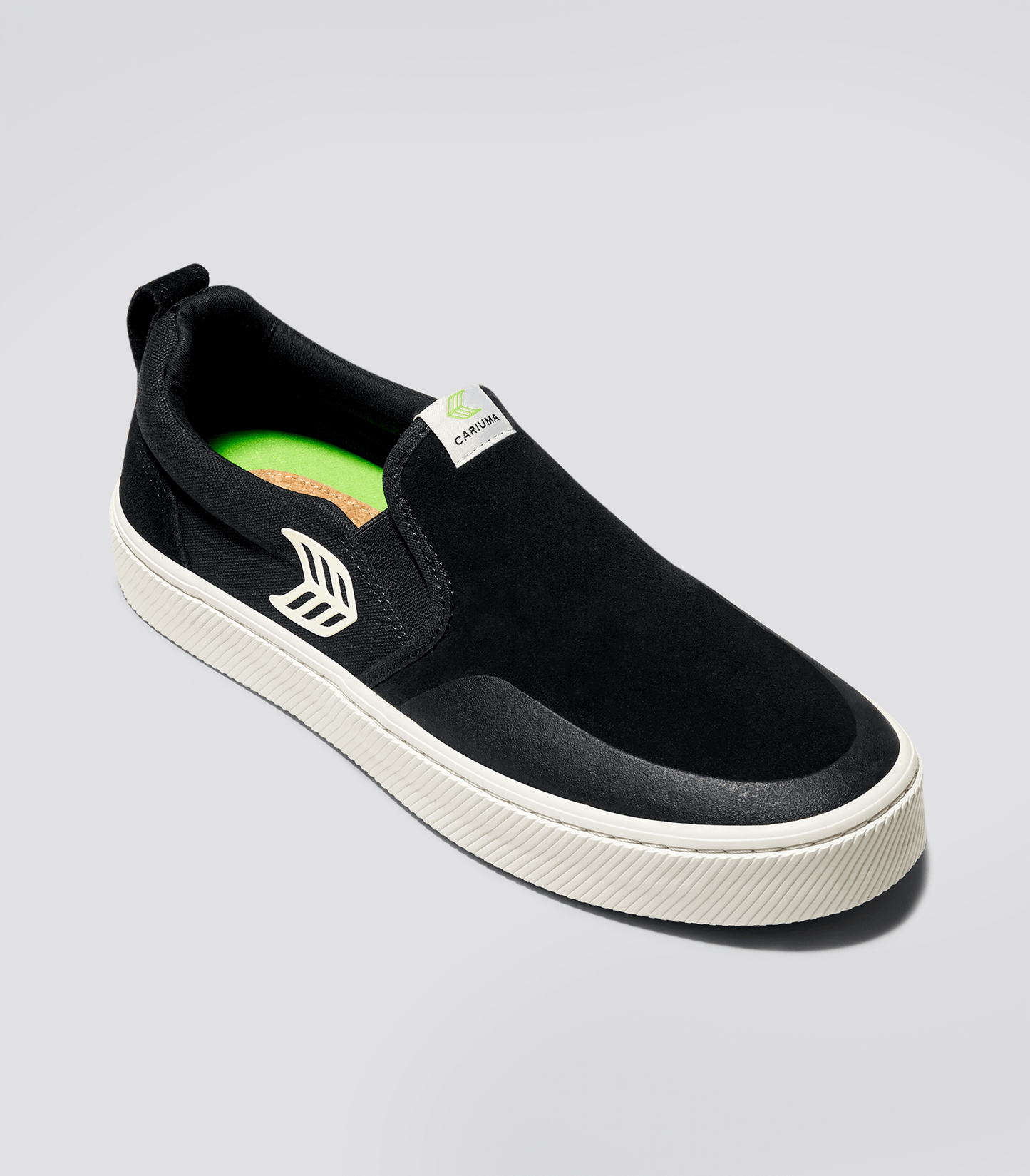 SLIP-ON PRO Black Suede and Canvas Ivory Logo Sneaker