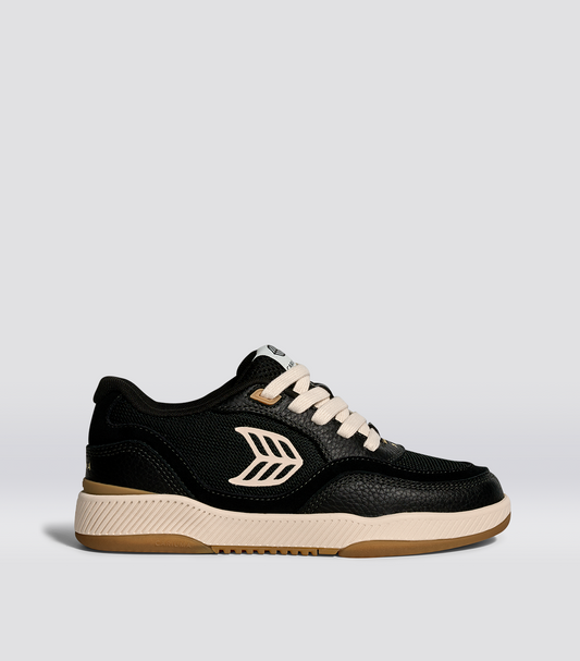 UBA PRO Black Suede and Mesh Light Cream Logo Sneaker