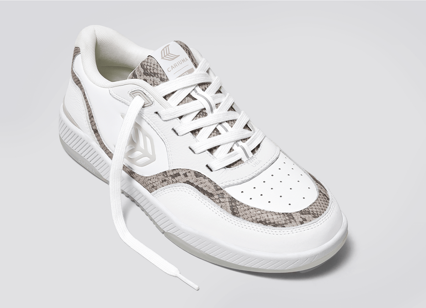 UBA White Leather Leopard Print Suede Black Logo Sneaker