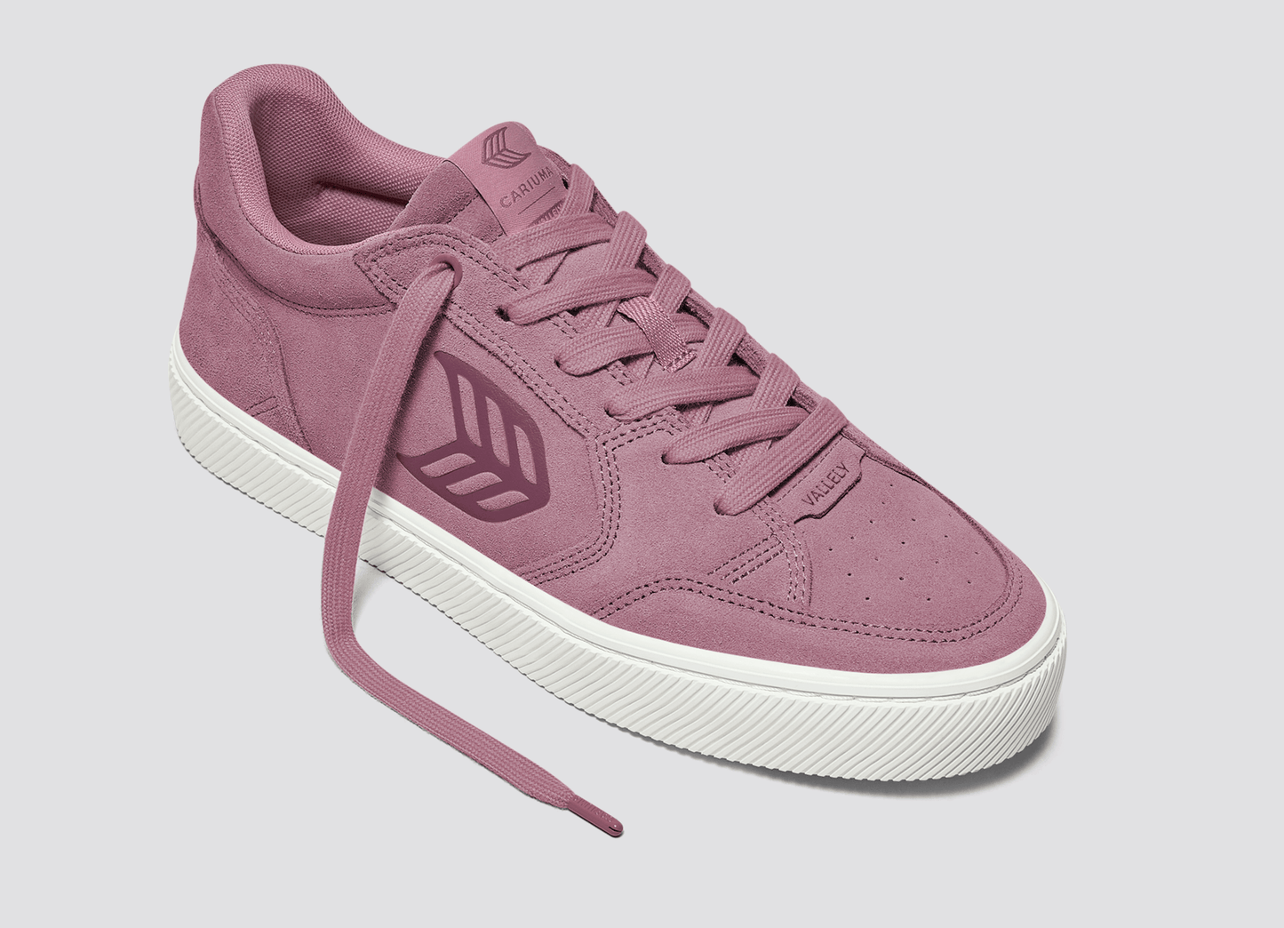 VALLELY Blush Pink Suede Dusky Orchid Logo Sneaker