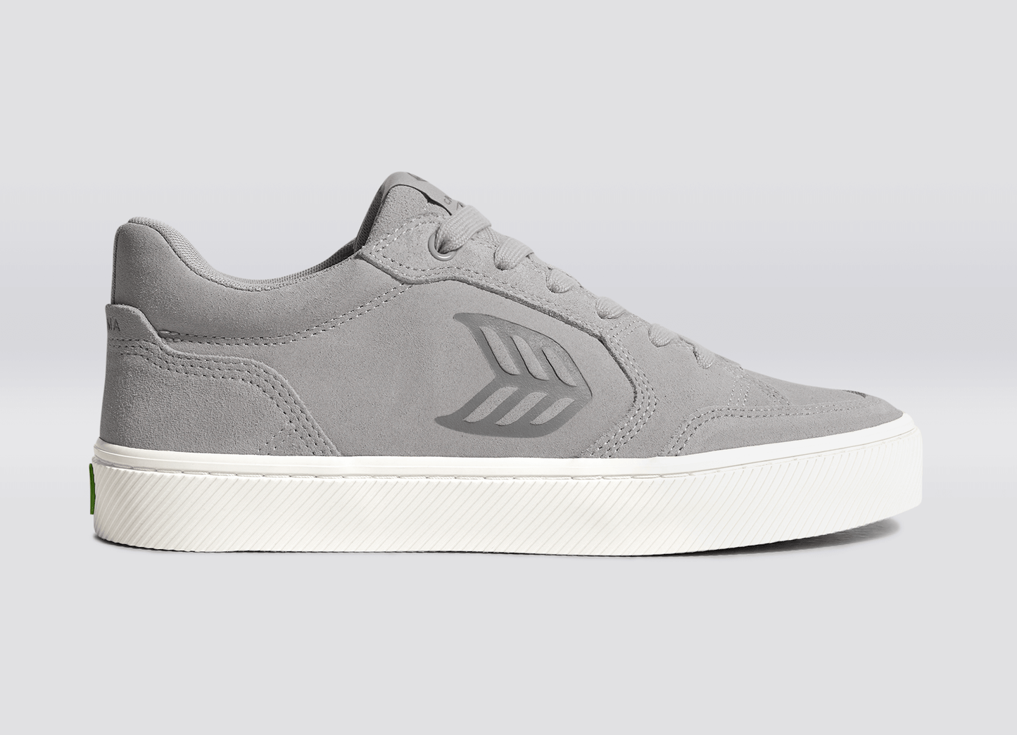 VALLELY Light Grey Suede Charcoal Grey Logo Sneaker