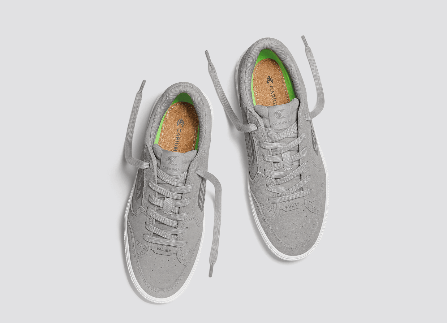 VALLELY Light Grey Suede Charcoal Grey Logo Sneaker