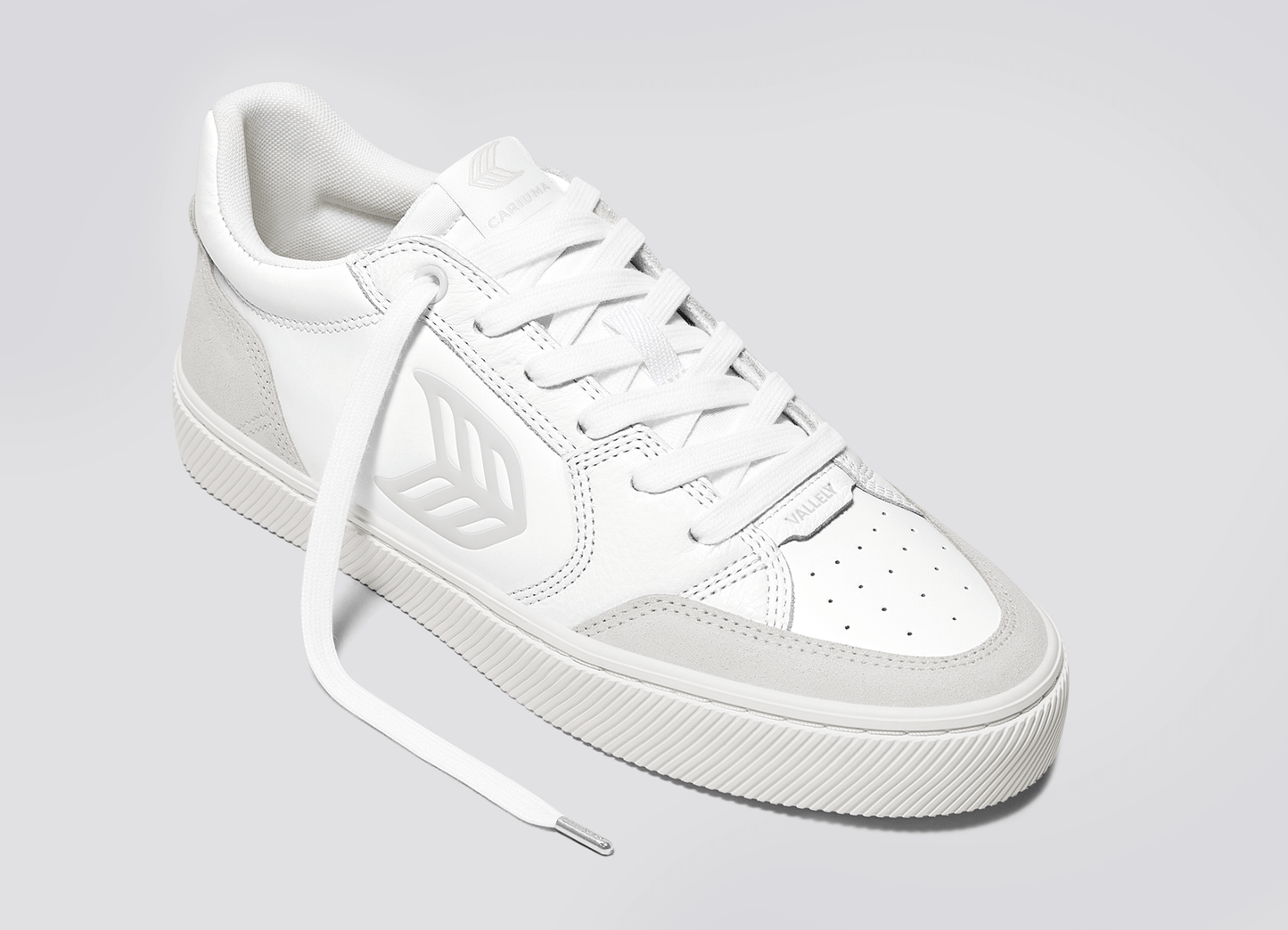 VALLELY White Leather Smoke White Suede Ice Logo Sneaker