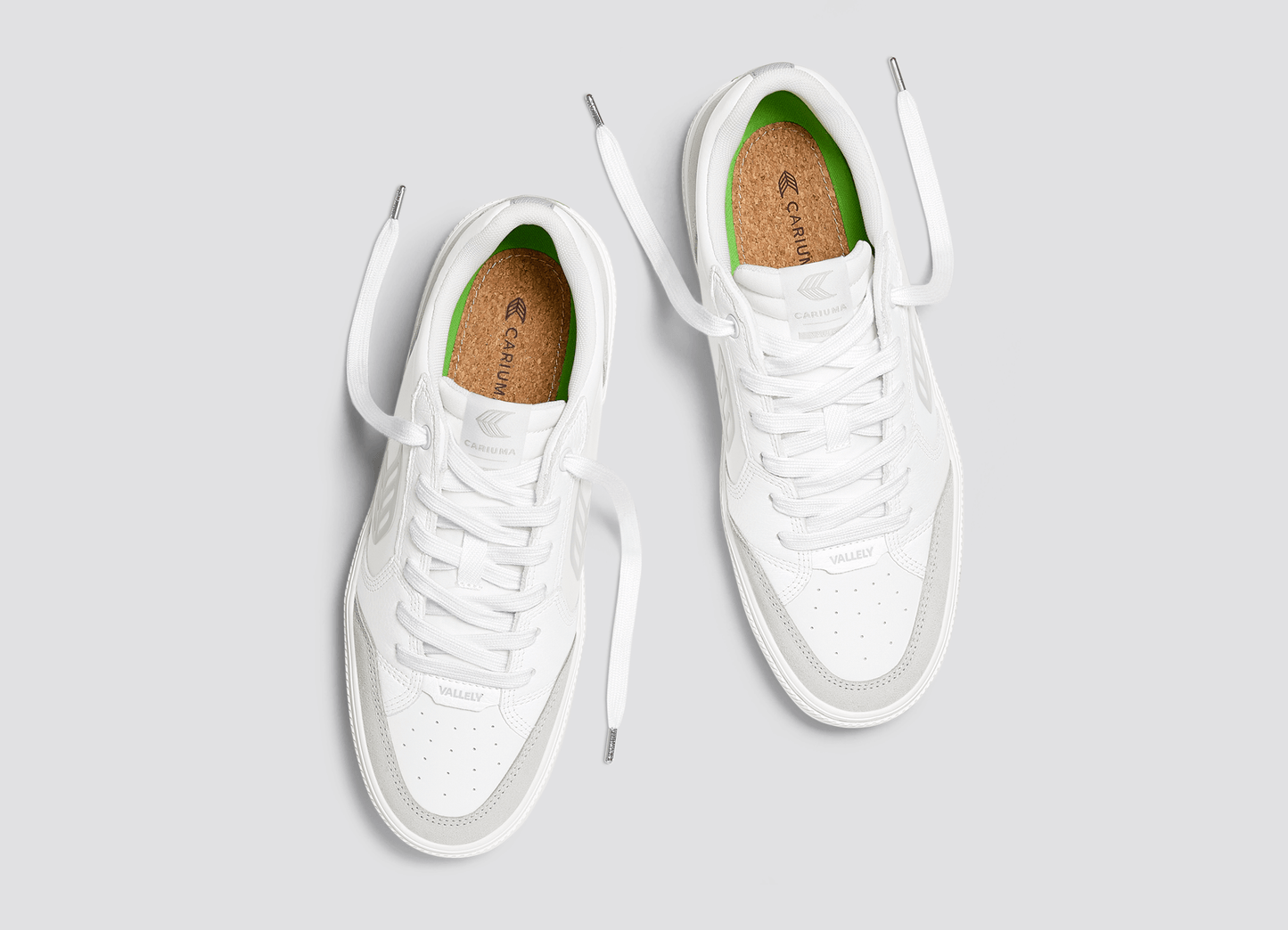 VALLELY White Leather Smoke White Suede Ice Logo Sneaker