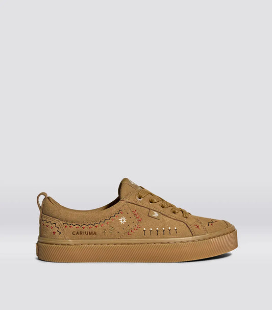 OCA Low All Camel Suede Embroidered Sneaker