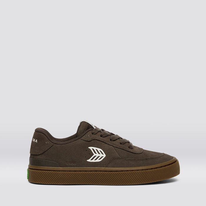 LUAN PRO Dark Gum Teak Suede Ivory Logo Sneaker