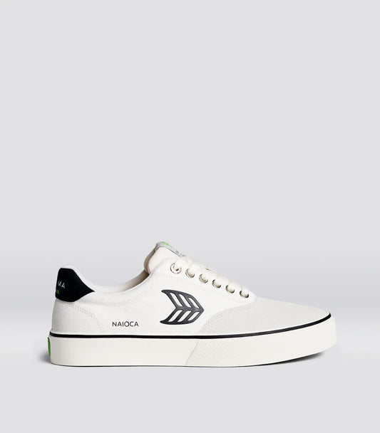 NAIOCA PRO Vintage White Suede Off-White Canvas Black Logo Sneaker