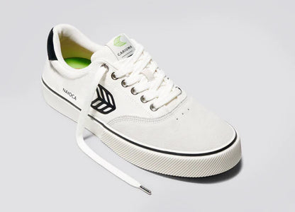 NAIOCA PRO Vintage White Suede Off-White Canvas Black Logo Sneaker