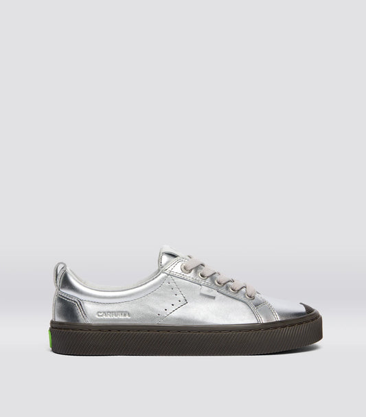 OCA Low Teak Silver Metallic Leather Sneaker