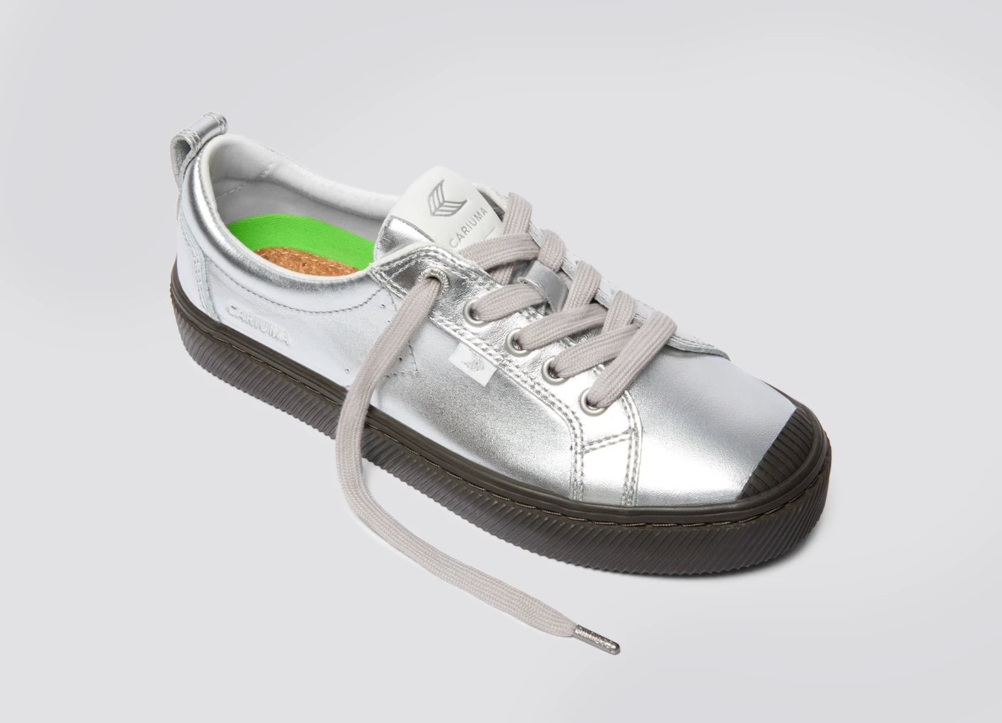 OCA Low Teak Silver Metallic Leather Sneaker