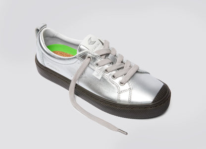 OCA Low Teak Silver Metallic Leather Sneaker