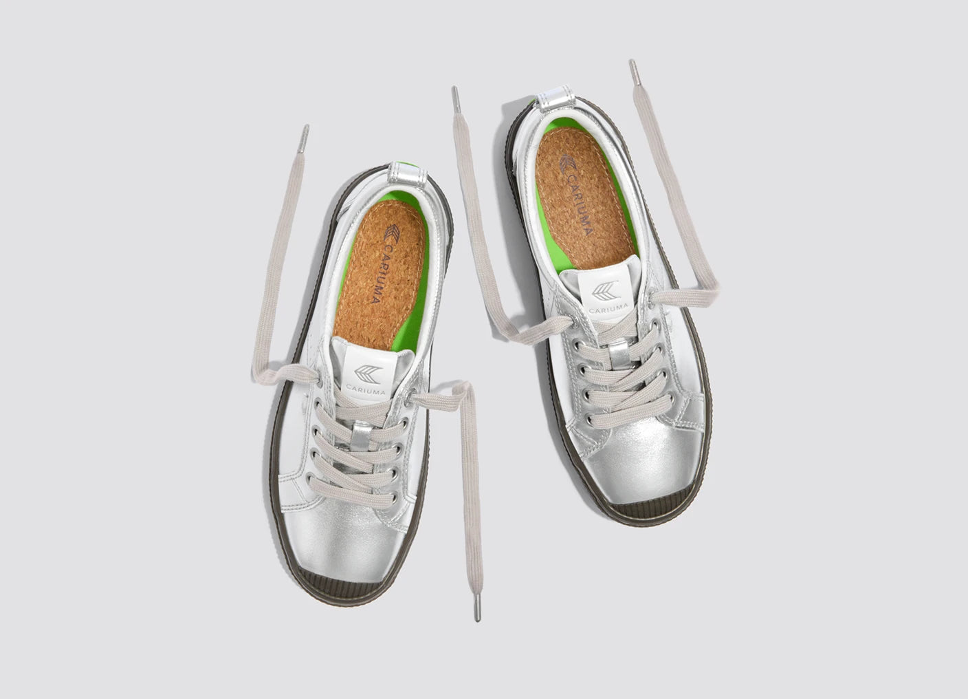 OCA Low Teak Silver Metallic Leather Sneaker