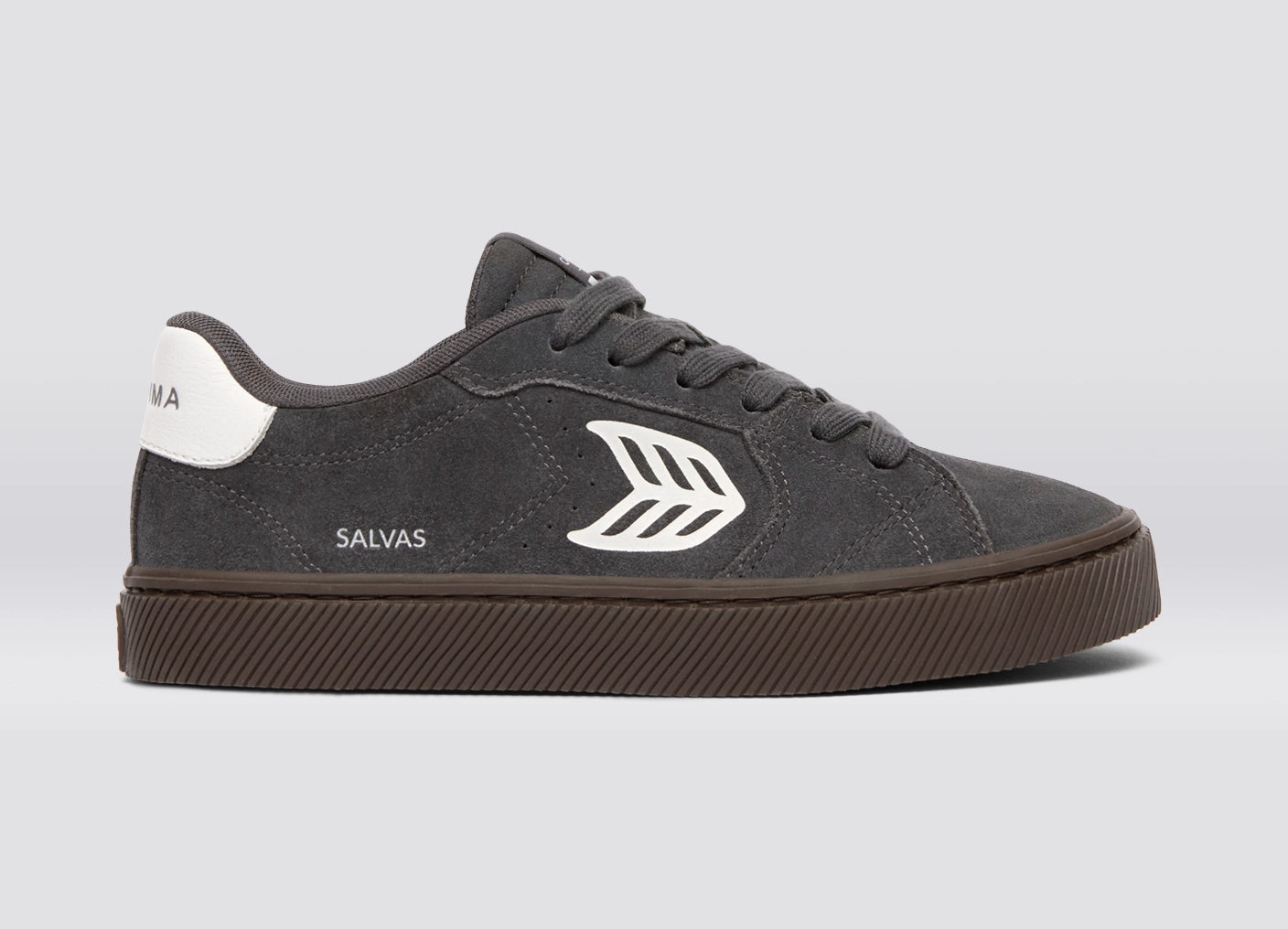 SALVAS Magnet Grey Suede Warm White Logo Sneaker