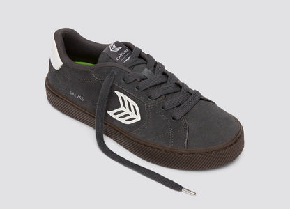 SALVAS Magnet Grey Suede Warm White Logo Sneaker