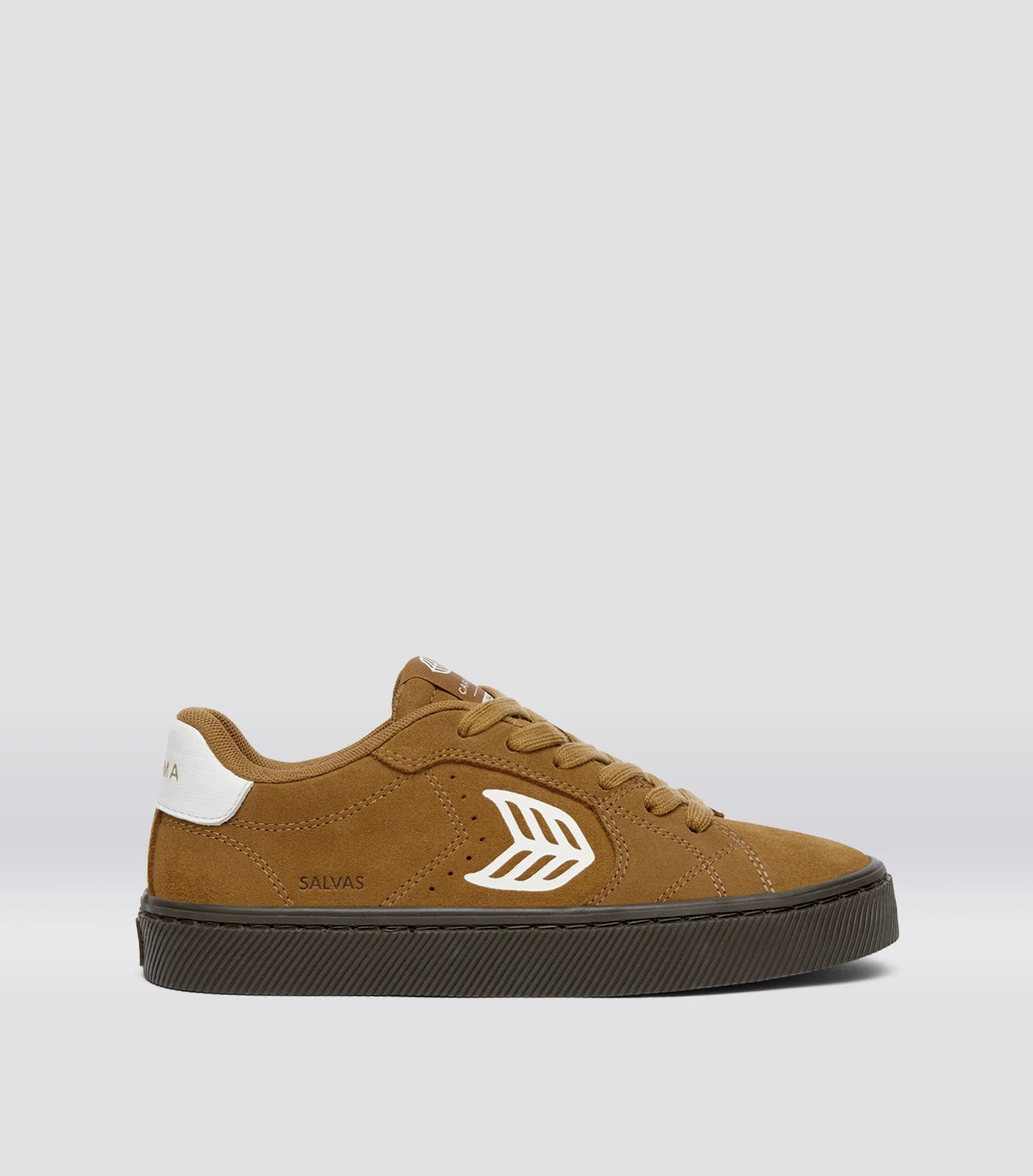 SALVAS Camel Suede Warm White Logo Sneaker