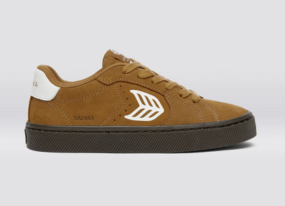 SALVAS Camel Suede Warm White Logo Sneaker