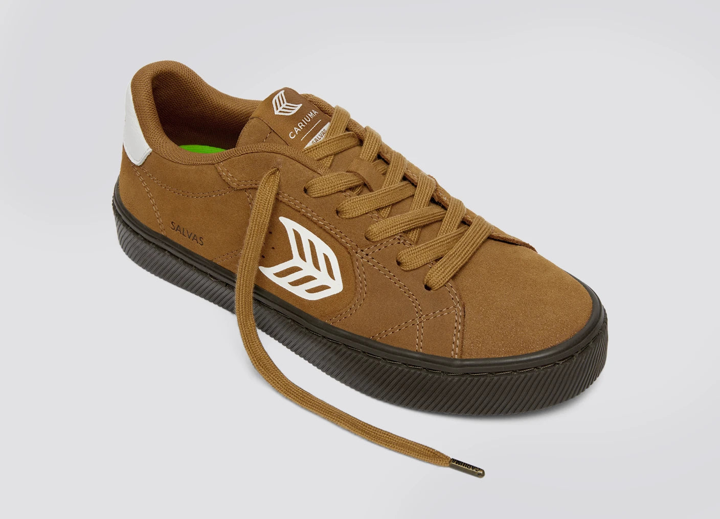 SALVAS Camel Suede Warm White Logo Sneaker