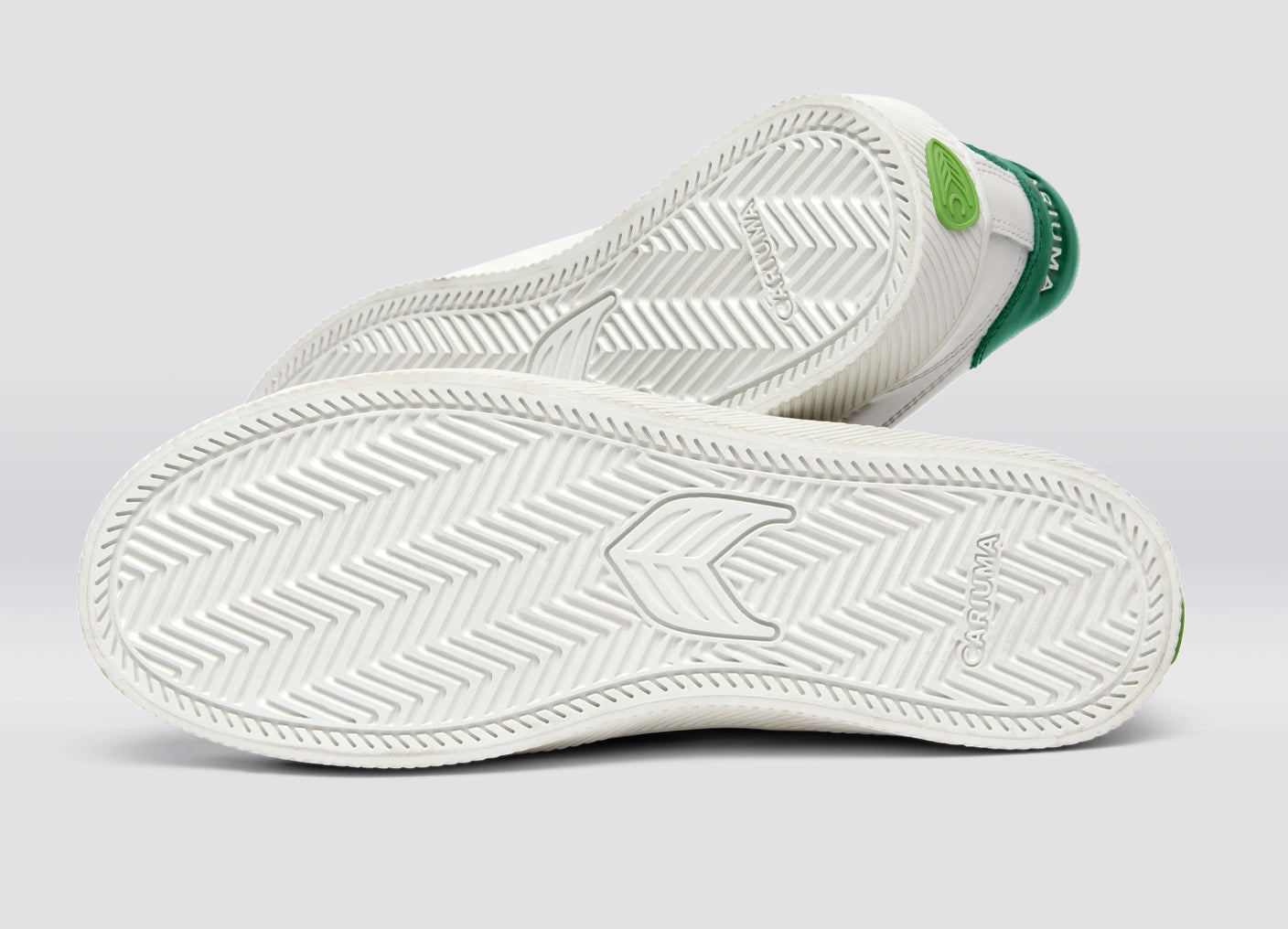 SALVAS White Leather Forest Green Logo Sneaker