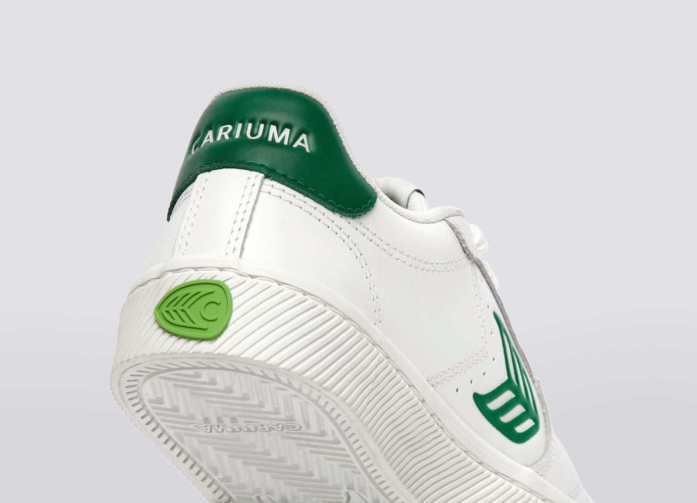 SALVAS White Leather Forest Green Logo Sneaker