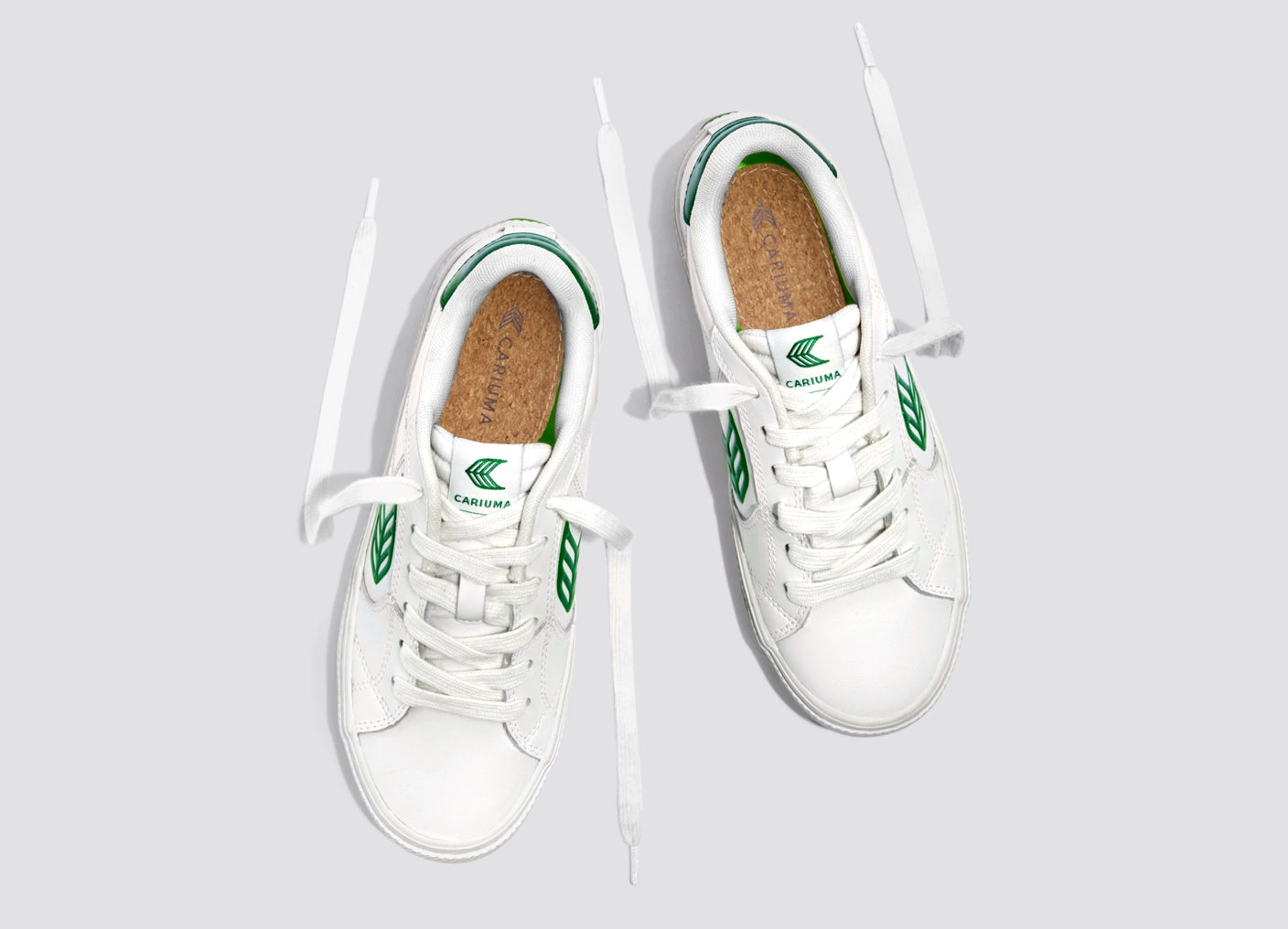 SALVAS White Leather Forest Green Logo Sneaker