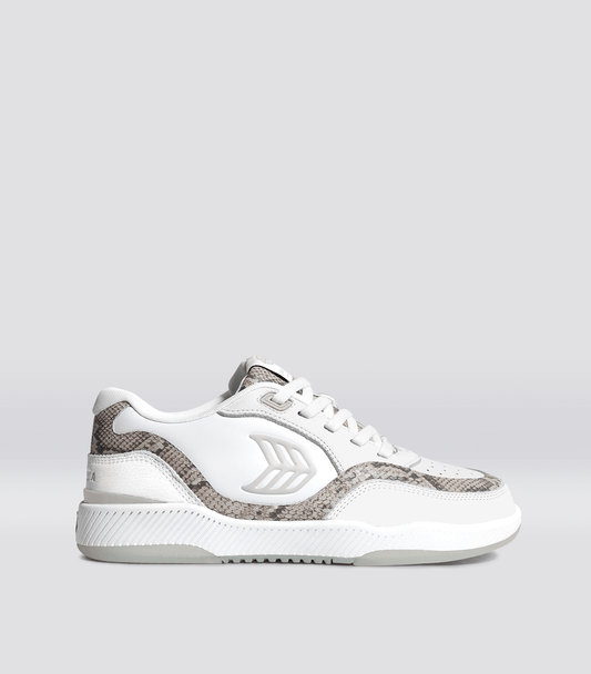 UBA White Leather Leopard Print Suede Black Logo Sneaker