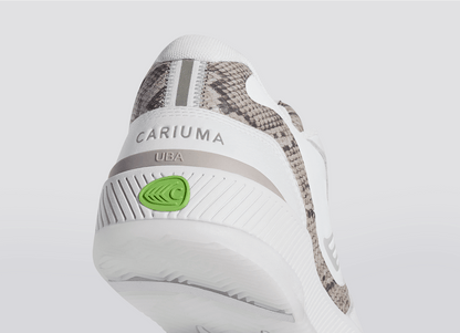 UBA White Leather and Suede Blush Pink Logo Silver Accents Sneaker